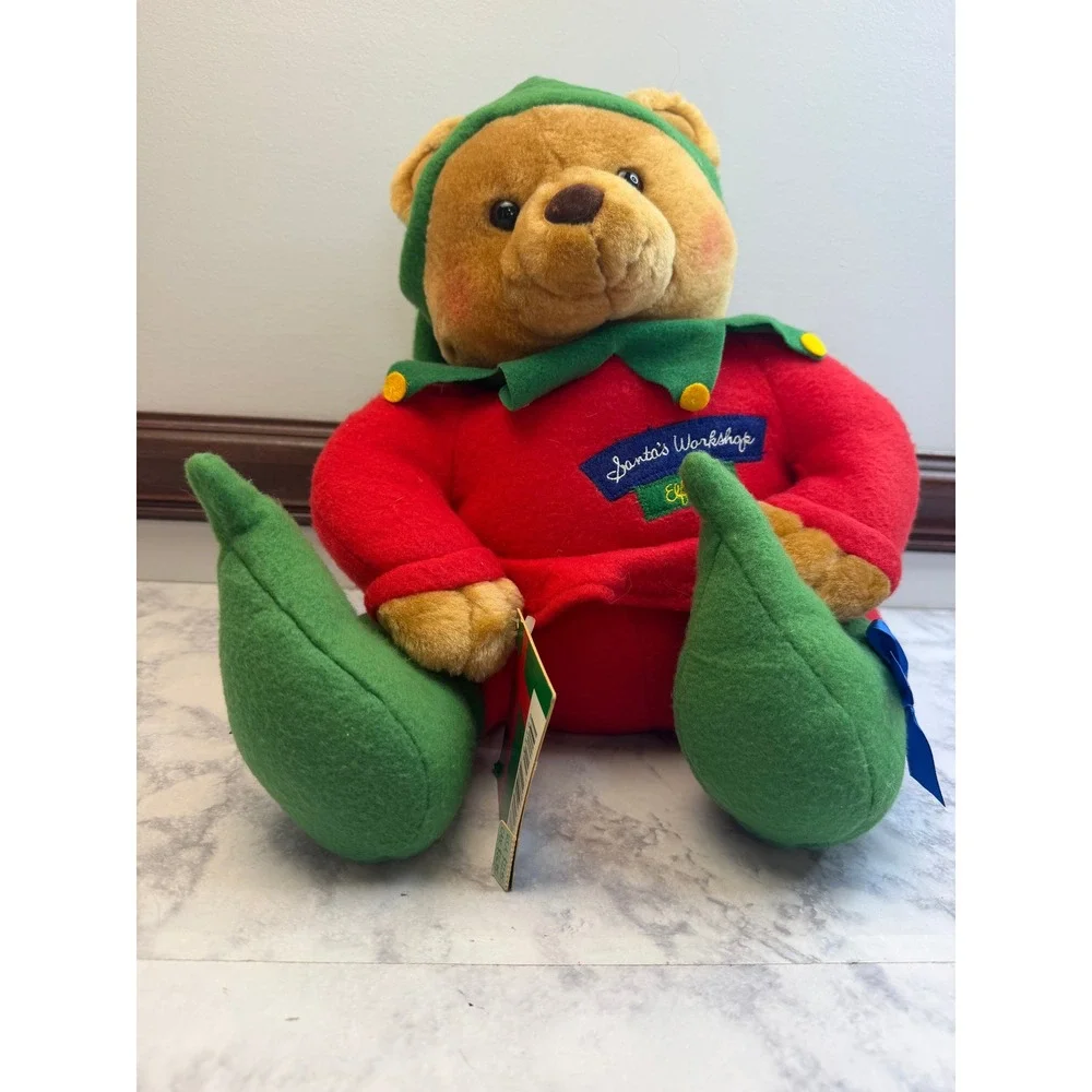 Hallmark Chris the Elf Bear Plush Red Green Santa's Workshop XPF3109 Christmas